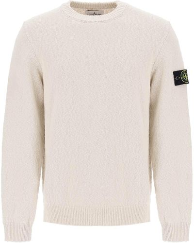 Stone Island Cotton And Linen Blend Pullover - White