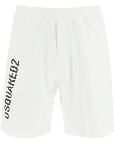 DSquared² Jersey Bermuda Shorts With Logo - White