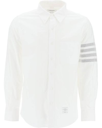 Thom Browne Camicia Con Motivo 4 Bar - Bianco