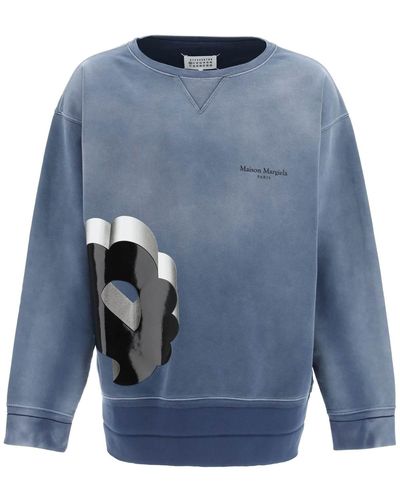 Maison Margiela Sweatshirt With Logo Graphic - Blue