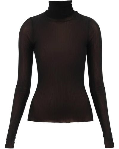 Givenchy Turtleneck Sweater In Transparent Knit - Black