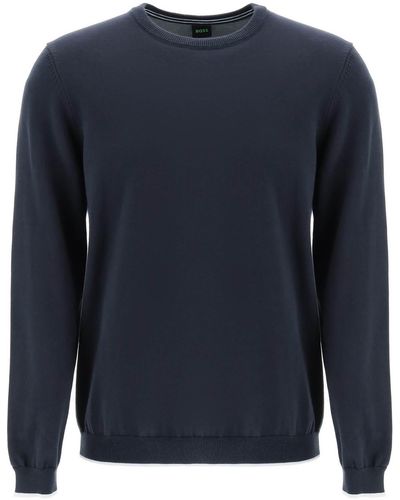 BOSS by HUGO BOSS Cotton Pullover With Logo - Blue