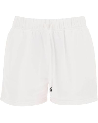 Autry Shorts Sportivi Con Logo Ricamato - Bianco