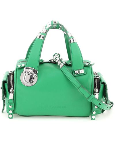 Marc Jacobs 'the Studded Pushlock Mini Satchel' Leather Bag - Green
