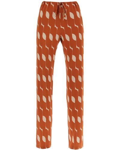 Dries Van Noten Pantaloni Pachas in charmeuse di seta - Arancione