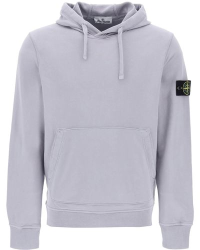 Stone Island Logo Badge Hoodie - Grey