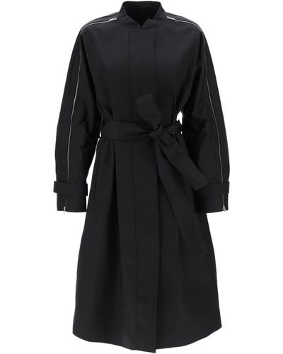 Ferragamo Poplin Trench Coat With Contrasting Inserts - Black