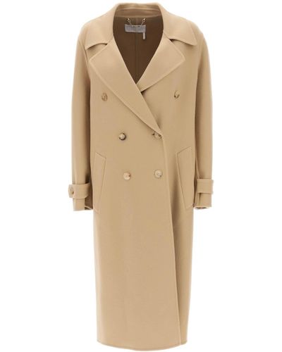 Chloé Chloe' Wool And Cashmere Double-Breasted Coat - Natural