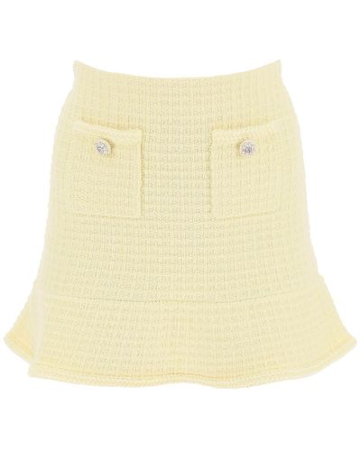 Self-Portrait Self Portrait "Knitted Mini Skirt With Jewel Buttons - Natural