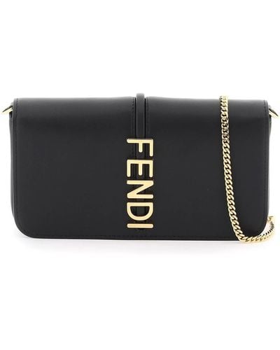 Fendi Graphy Mini Shoulder Bag With - Black