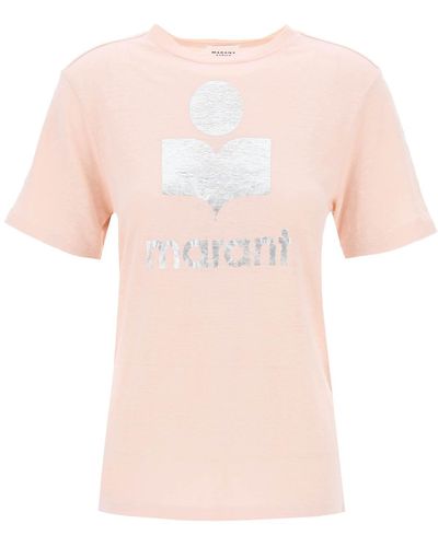 Isabel Marant Isabel Marant Etoile Zewel T-shirt With Metallic Logo Print - Pink
