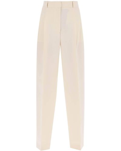 Totême Double-Pleated Viscose Trousers - White