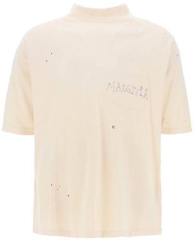 Maison Margiela T Shirt Con Logo Scritto A Mano - Neutro