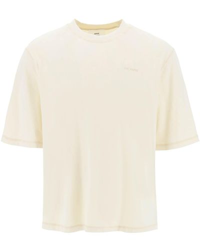 Ami Paris T Shirt Effetto Scolorito - Bianco