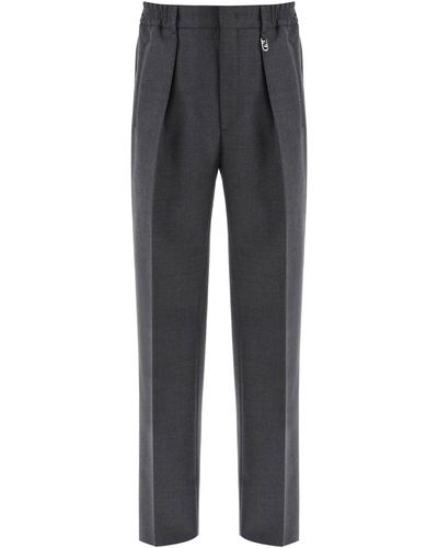 Fendi Single Pleat Merino Wool Pants - Grey