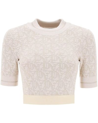 Palm Angels T-Shirt Con Monogramma Jacquard - Bianco