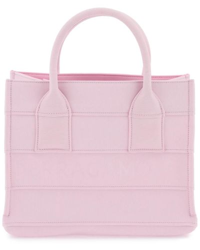 Ferragamo BORSA TOTE PICCOLA CON LOGO LETTERING - Rosa