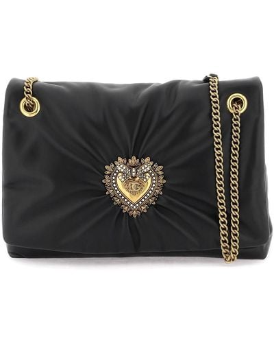Dolce & Gabbana Devotion Large Shoulder Bag In Nappa Leather - Black