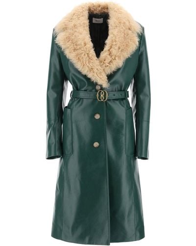 Bally Leather And Shearling Coat - Green