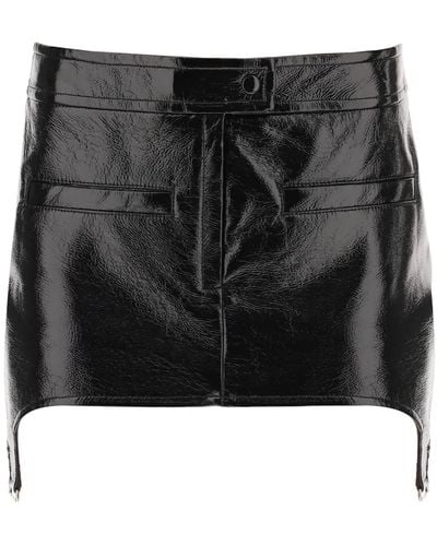 Courreges Courreges Vinyl Effect Mini Skirt With Suspenders - Black
