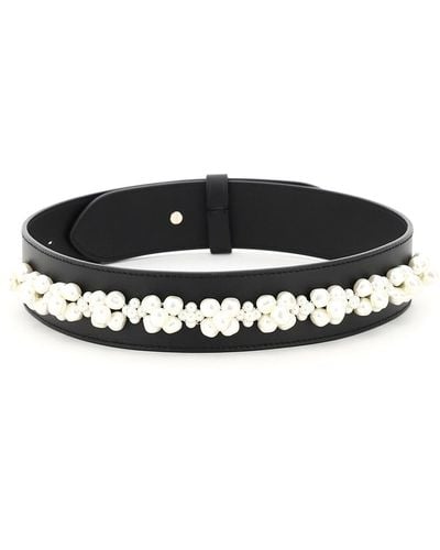 Simone Rocha Leather Belt With Pearls - Black