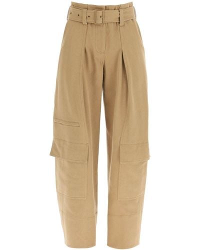 Low Classic Cargo Trousers With Matching Belt - Natural