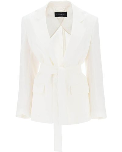 Hebe Studio BLAZER MONOPETTO IN LINO - Bianco