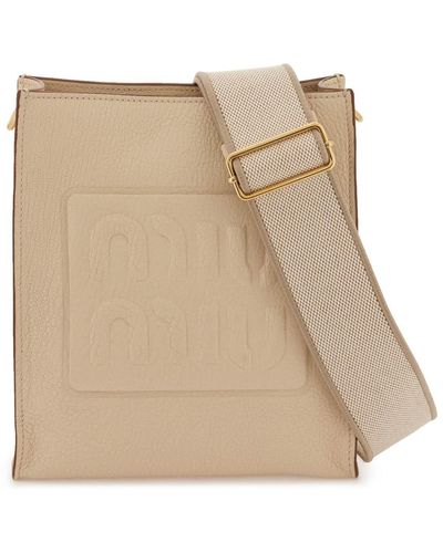 Miu Miu Madras Leather Crossbody Bag - Natural