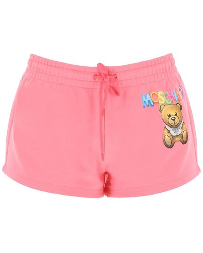 Moschino Logo Printed Shorts - Pink