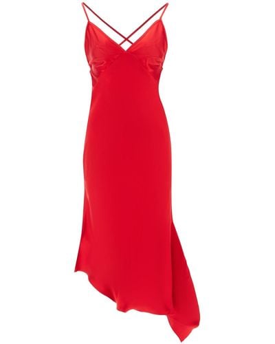 N°21 Satin Slip Dress With Asymmetrical Hem - Red