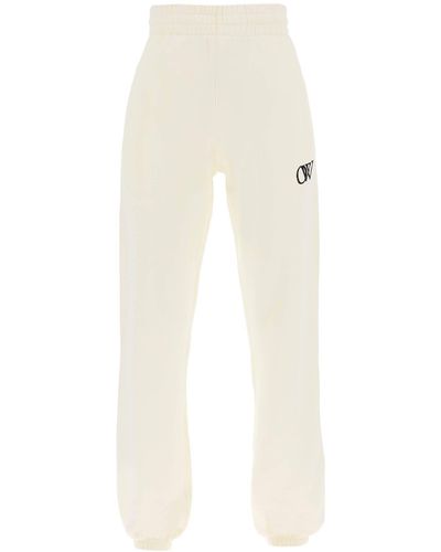 Off-White c/o Virgil Abloh Off- Pantaloni Sportivi Con Logo Floccato - Bianco