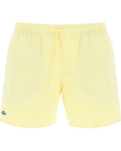 Lacoste Logo Patch Swim Shorts - Yellow
