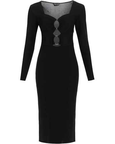 Tom Ford Knitted Midi Dress With Cut Outs - Black