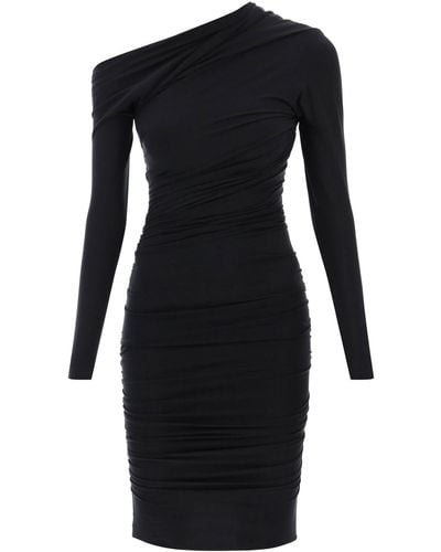 Balenciaga Knee Length Draped Dress - Black