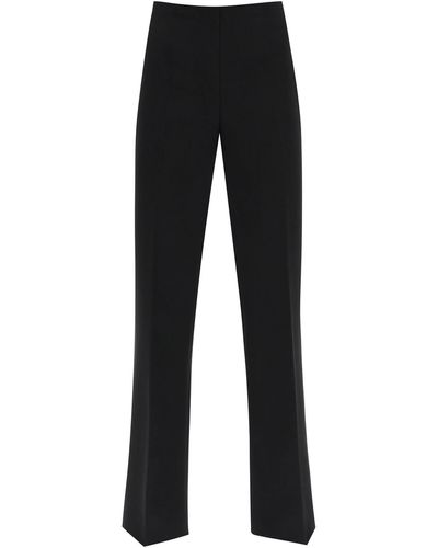 Ferragamo High-waisted Straight Crepe Trousers - Black