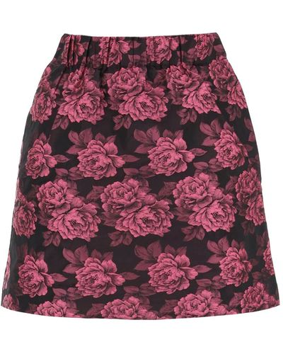 Ganni Mini Skirt In Floral Jacquard - Multicolour