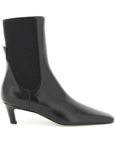 Totême Mid Heel Leather Boots - Black
