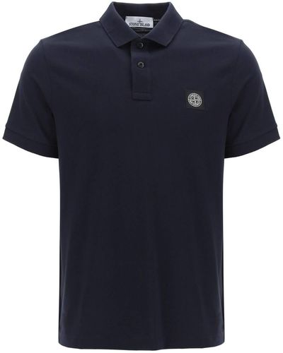 Stone Island Slim Fit Polo Shirt With Logo Patch - Blue