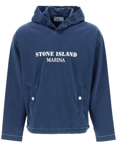 Stone Island Marina 'Old' Treatment Hooded - Blue
