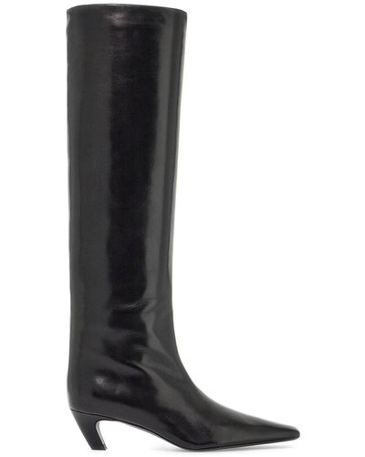 Khaite Davis Knee-High Shiny Leather Boots - Black