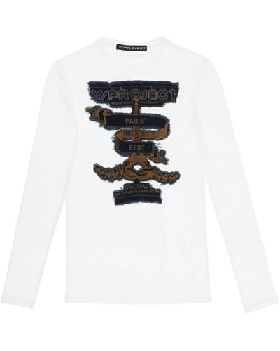 Y. Project T Shirt Manica Lunga In Mesh Paris' Best - Bianco