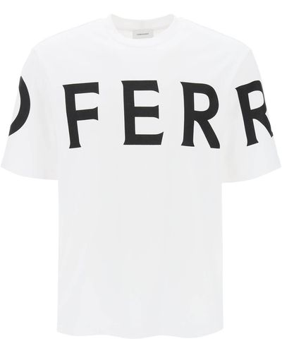 Ferragamo Short Sleeve T-shirt With Oversized Logo - White