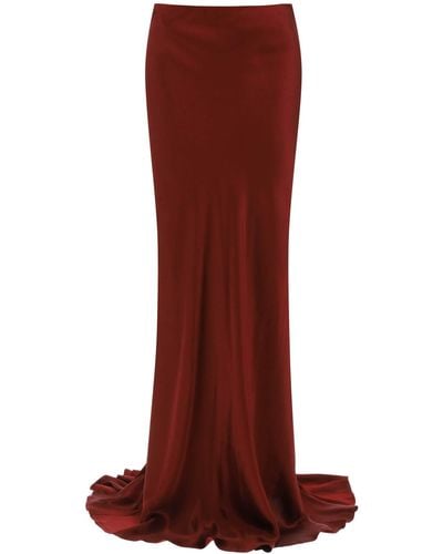 Ann Demeulemeester Maxi gonna in raso con strascico 'Madeleen' - Rosso