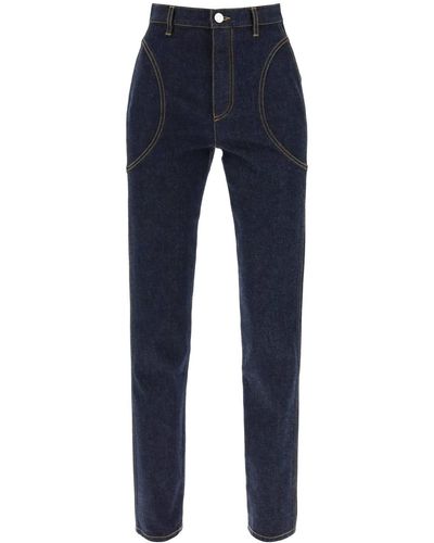 Alaïa High-Waisted Slim Fit Jeans - Blue