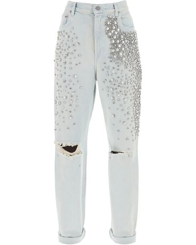 Golden Goose Bleached Jeans With Crystals - Grey
