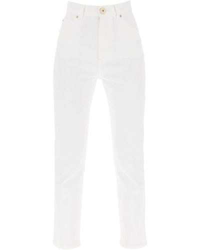 Balmain Jeans Slim A Vita Alta - Bianco