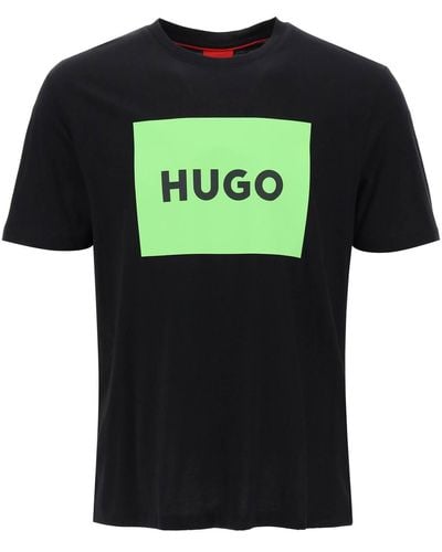 HUGO T Shirt Dulive Con Box Logo - Verde