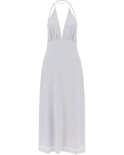 Totême Toteme Silk Dress With Double Halter Neckline - White