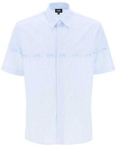Fendi Short-Sleeved Shirt With ' O'Lock' Embroidery - White