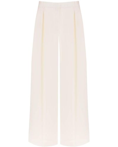 Alexander McQueen Double Pleated Palazzo Pants With - White
